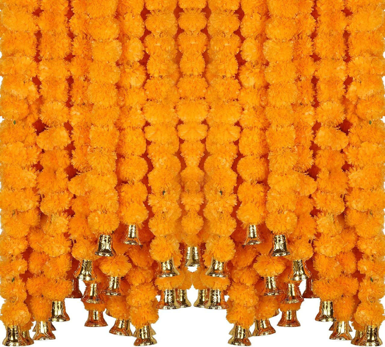 5 PC 4.5 Feet Long Strands Artificial Marigold Flowers (Mango)